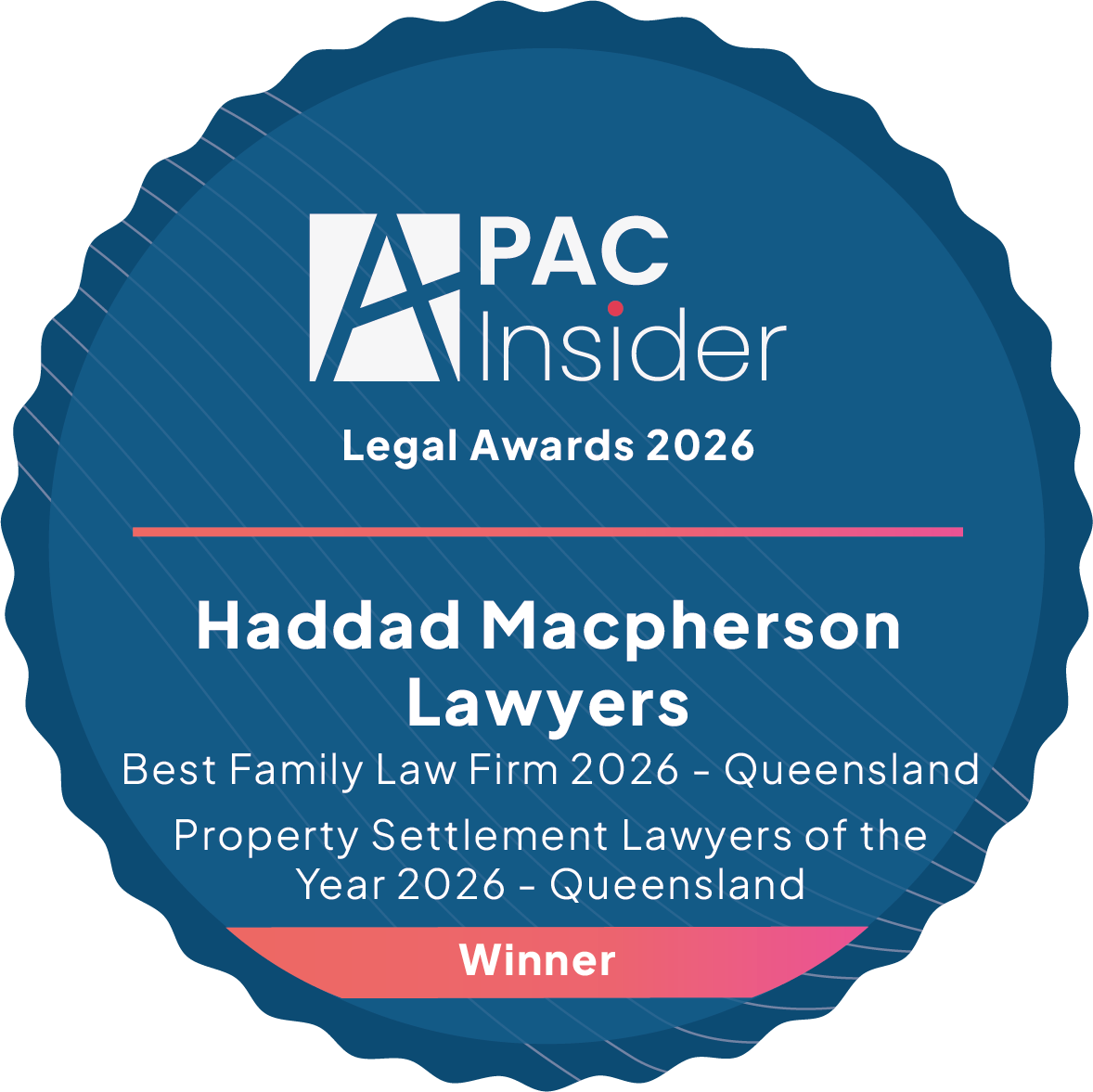 APAC Insider Legal Awards 2026 Winner - Best Family Law Firm and Property Settlement Lawyers of the Year, Queensland