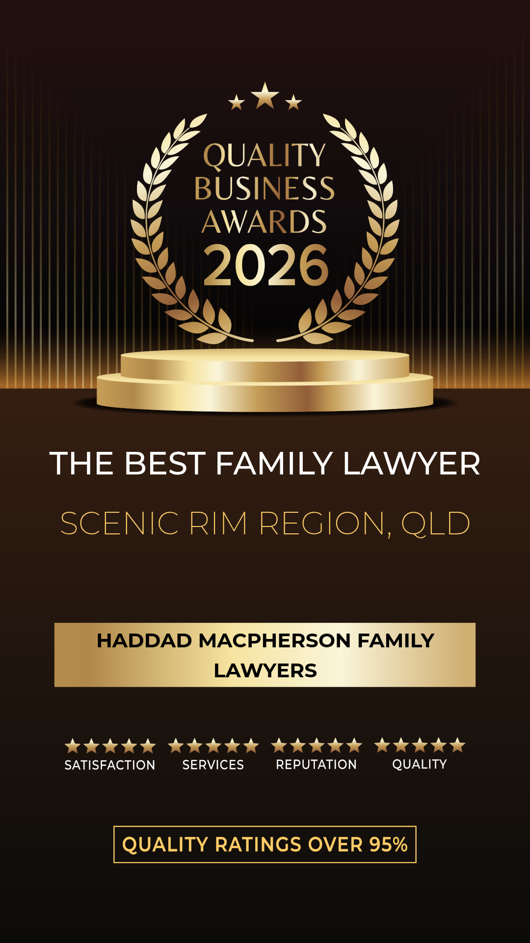 Quality Business Awards 2026 Best Family Lawyer in the Scenic Rim Region, QLD